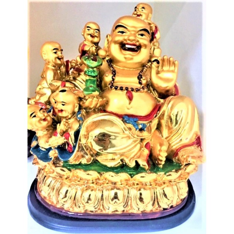 Feng Shui Display Lucky Charm Golden Laughing Buddha